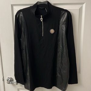 Black Sweater with faux leather details